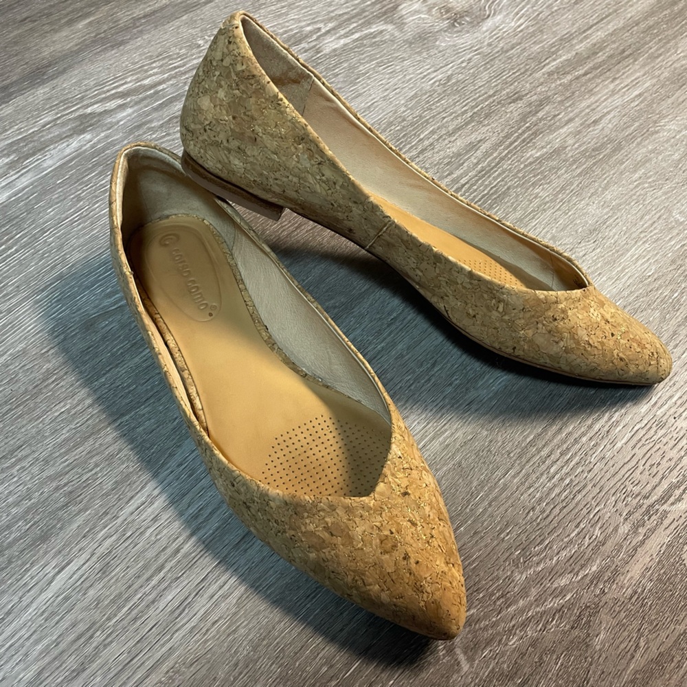 Corso Como Cork and Leather JULLIA Pointed Toe Ballet Flats Women’s Size 7.5M/38